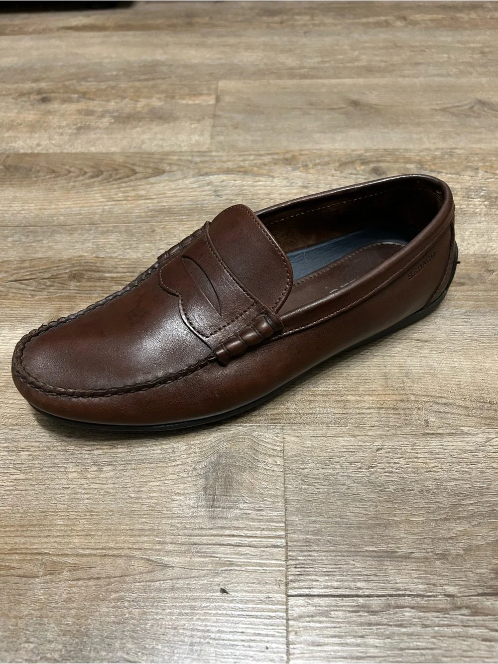 Sebago Men Size 9 M Brown Leather Slip On Penny Loafers  display picture 3
